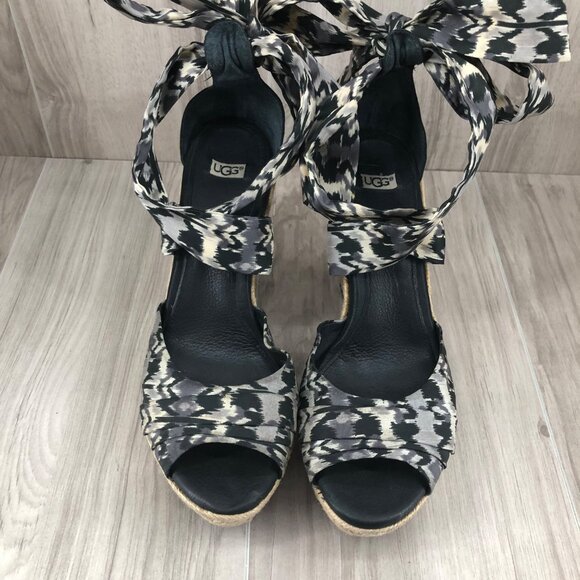 Ugg Wedge Sandals Womens 9 Lucianna Wrap Espadrille Platform Shoes - Picture 10 of 12